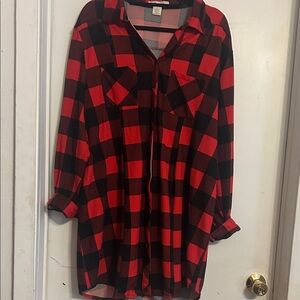 Red and Black Plaid Shirt/Cardigan